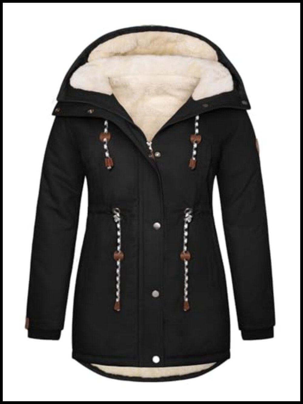 Plus Size Winter Parka Fleece Lined Long Puffer Hooded Down Coat